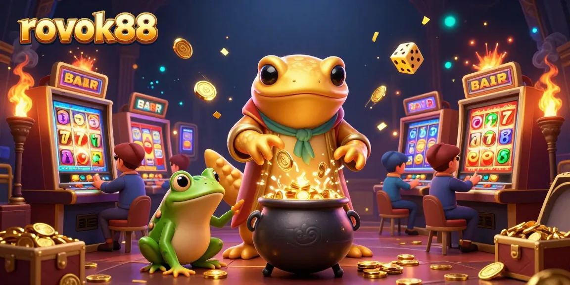 Experience exciting wins with rokok88 while a golden salamander transforms chips into tokens in a magical casino.