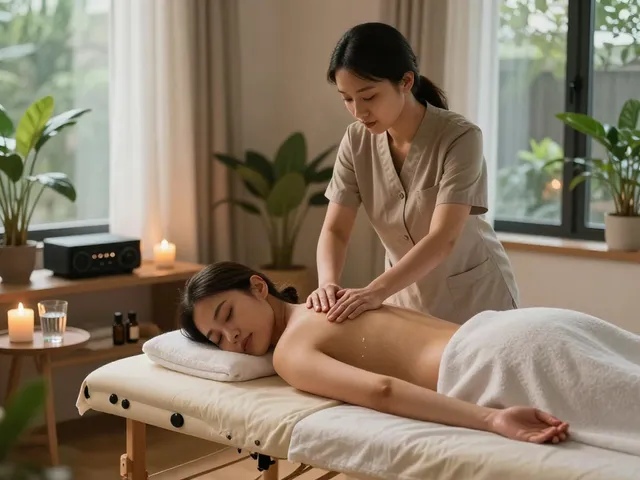 Experience peaceful 은평구출장안마 with a massage scene highlighting relaxation, aromatic oils, and soothing ambiance.