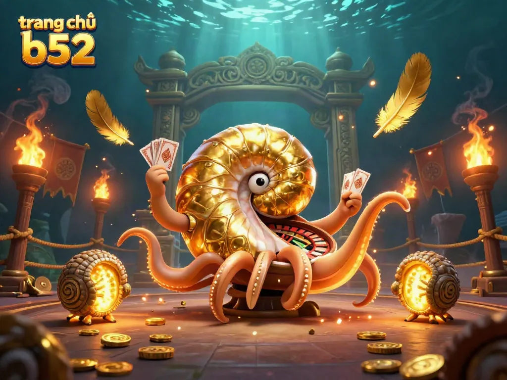 Engage in thrilling gameplay at trang chủ b52 with glowing nautilus and gold coins in vibrant casino scene.