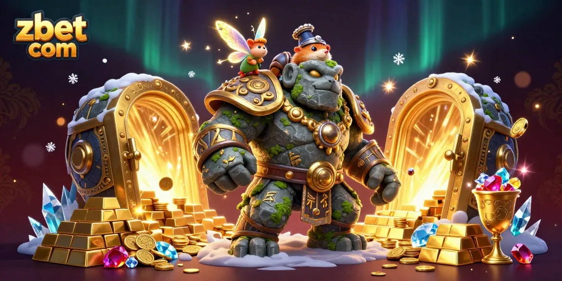 Engage with zbet com featuring a lively 3D casino scene filled with enchanting characters and dazzling treasures.