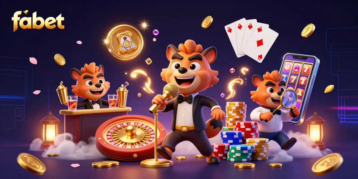 Engage in winning strategies with fabet's vibrant comedy casino scene featuring hyenas and dynamic elements.
