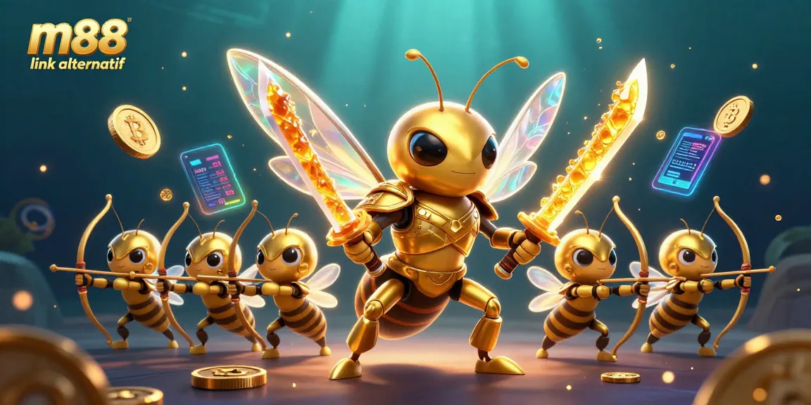 Experience m88 link alternatif with a vibrant 3D casino scene showcasing exciting elements of online gambling.