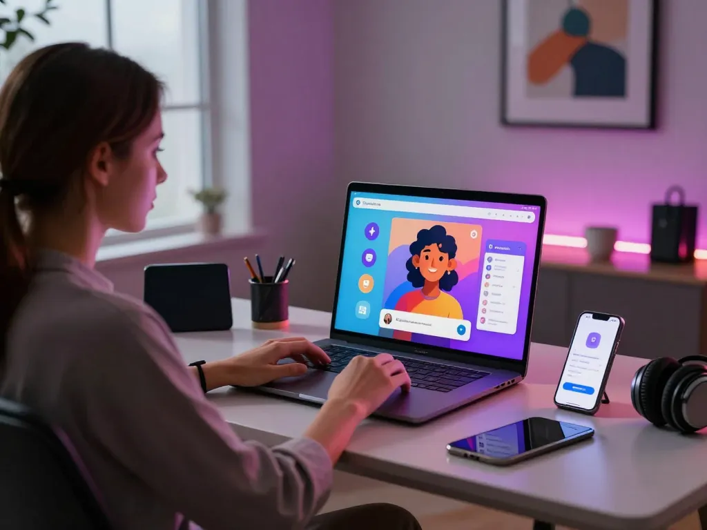 Engaging Crushon AI character interaction in a modern home office setting.