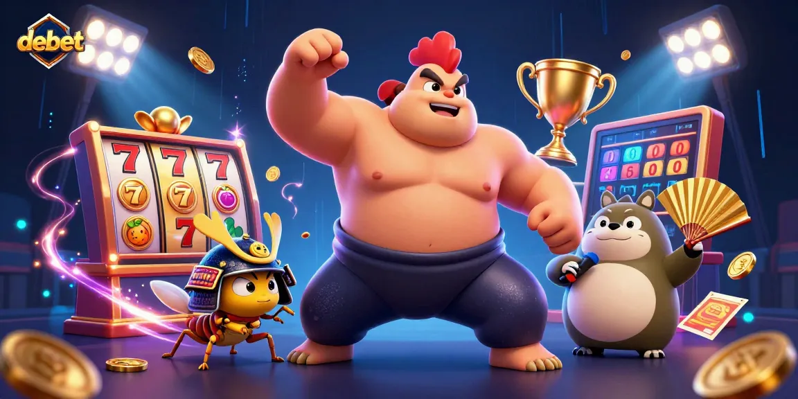 Win big with debet's exciting casino experience featuring vibrant slot machines and engaging characters.