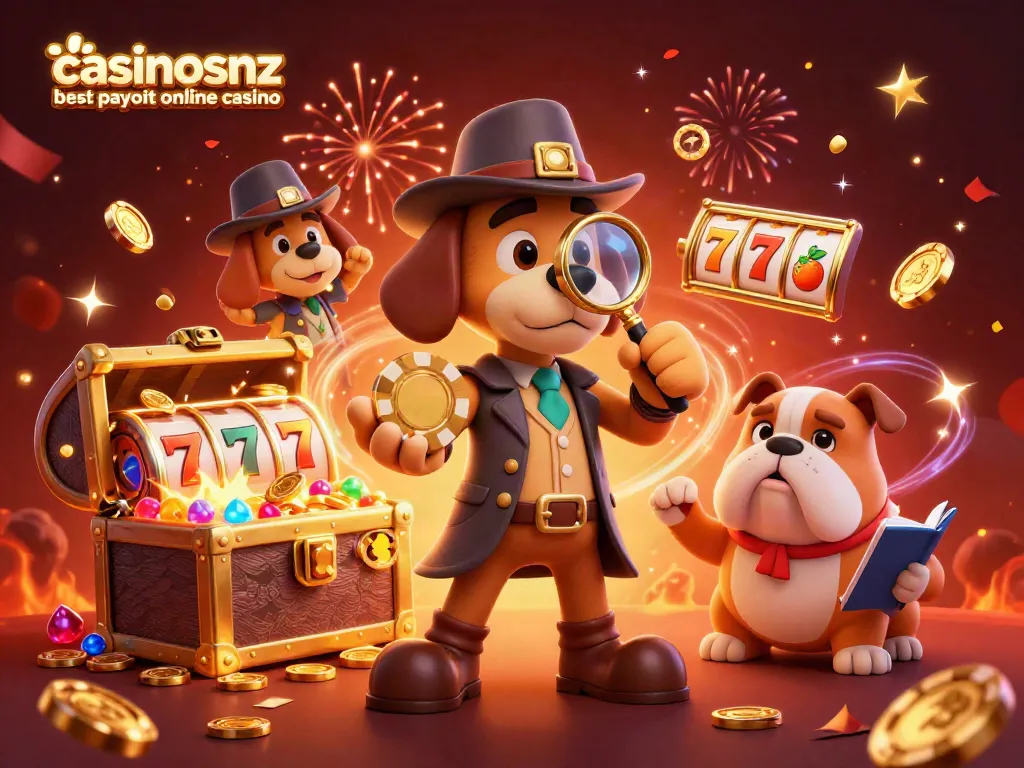 Explore the dynamic scene of casinosnz best payout online casino with treasures and gaming elements.