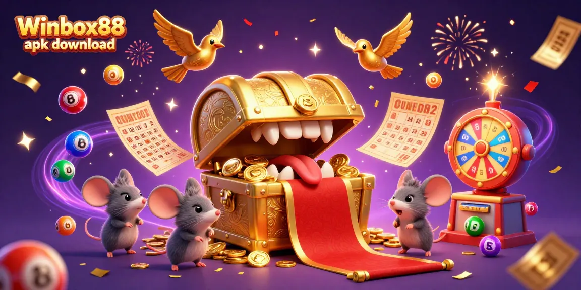 Experience the thrill of Winbox88 apk download with golden treasures and vibrant gaming elements.