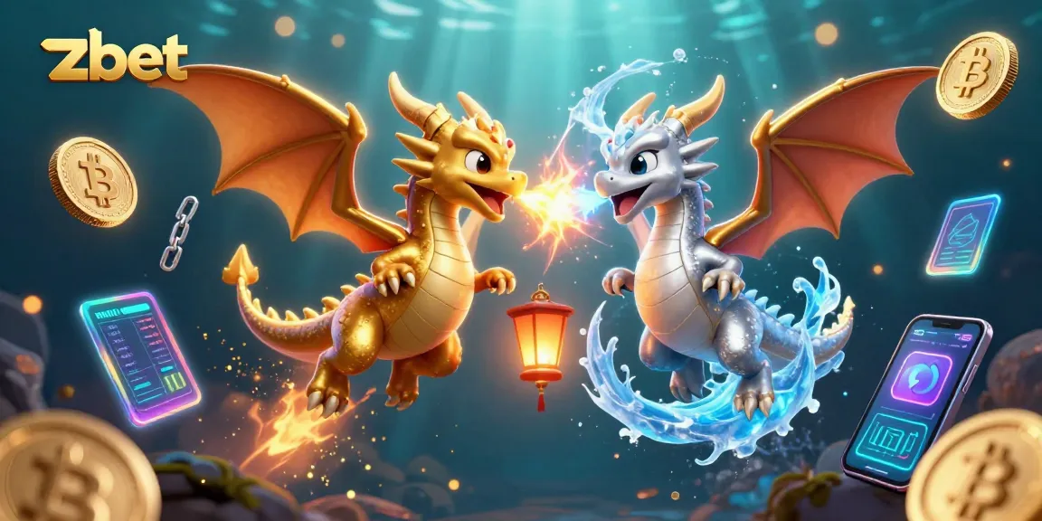 Join the adventure with zbet, featuring dynamic dragons and crypto elements in a vibrant casino scene.