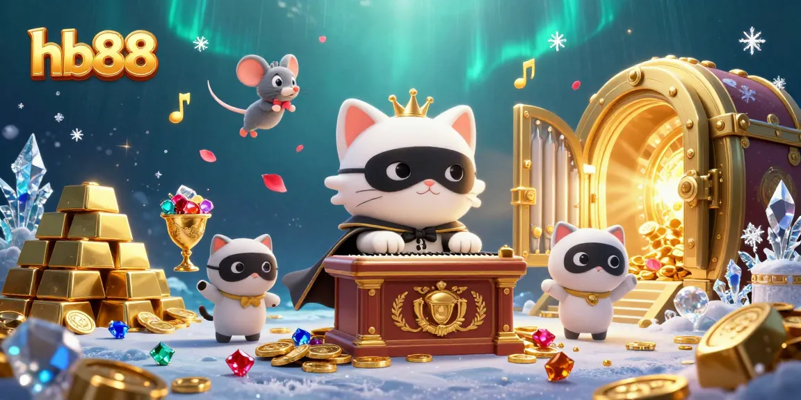 Experience hb88 with a lively casino-themed scene featuring a phantom cat and treasures.