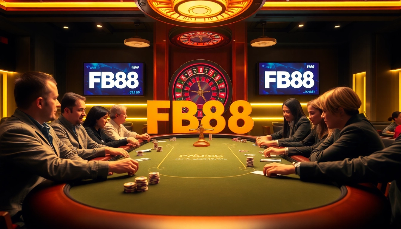 Experience the thrill of gambling at FB88 with authentic gaming tables and vibrant atmosphere!