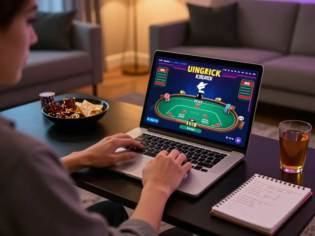 CM88 table game strategy being played on a laptop in a cozy living room setting
