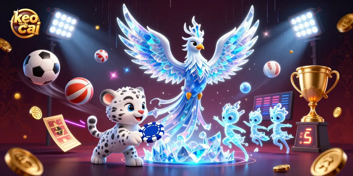 Engage with keo nha cai through a vibrant ice-themed casino scene filled with dynamic sports elements.