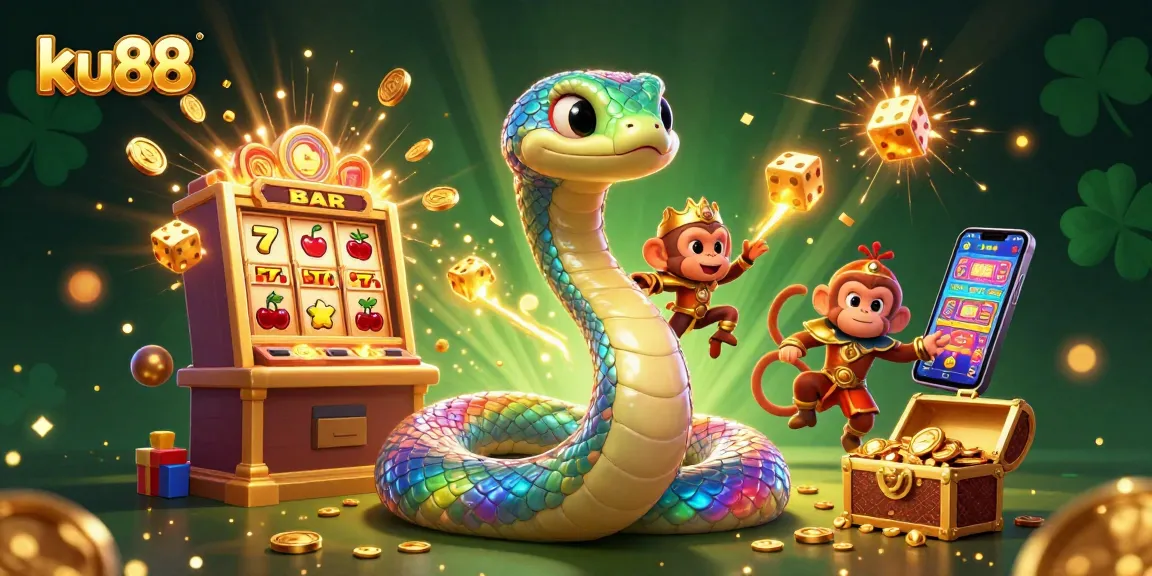 Experience the thrill of ku88 with vibrant casino games and exciting jackpots in this dynamic 3D illustration.