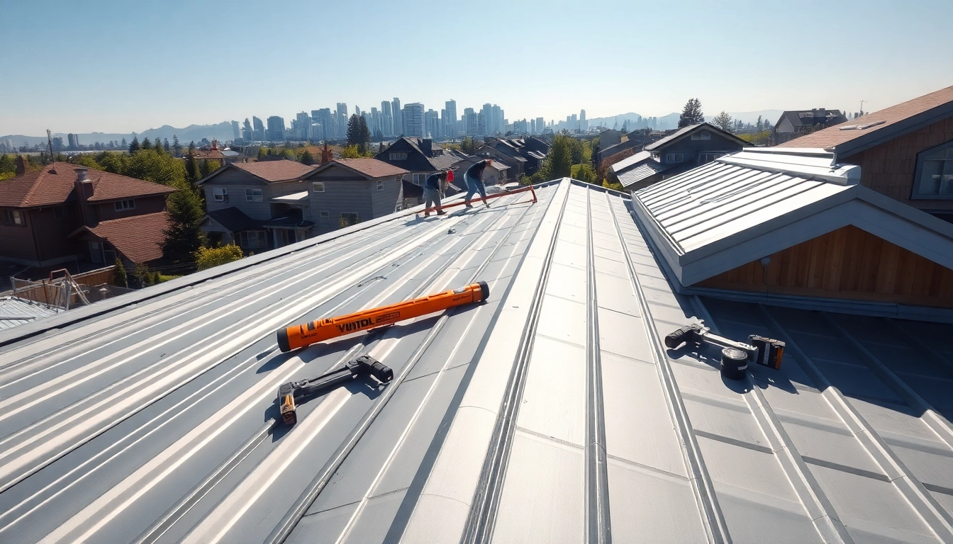 Metal roofing Vancouver installation showcasing modern designs among urban homes.