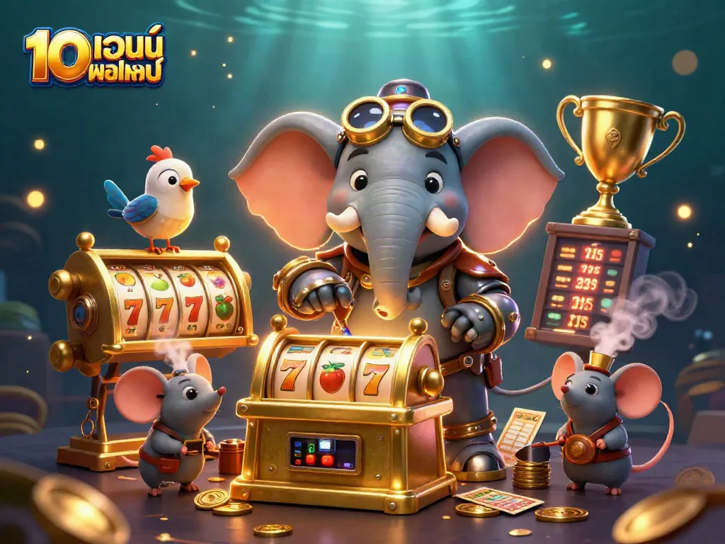 เล่นเกมสล็อตที่ 10เว็บพนันออนไลน์ ในภาพ 3D กับช้าง steampunk สุดเจ๋ง