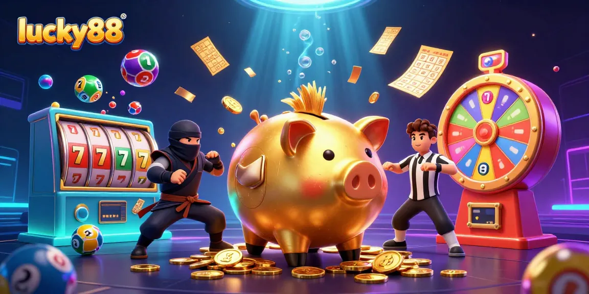 Experience big wins with lucky88, explosive coins falling and vibrant slot reels spinning!