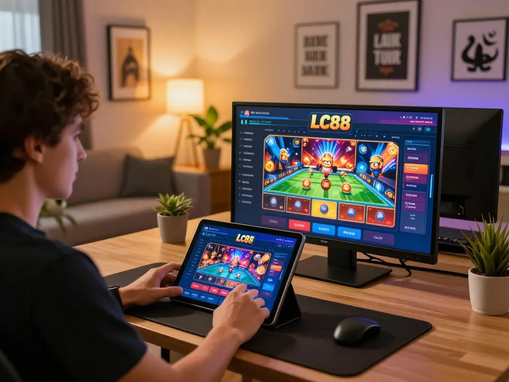 Experience LC88's strategic online gaming interface in a cozy home setup.