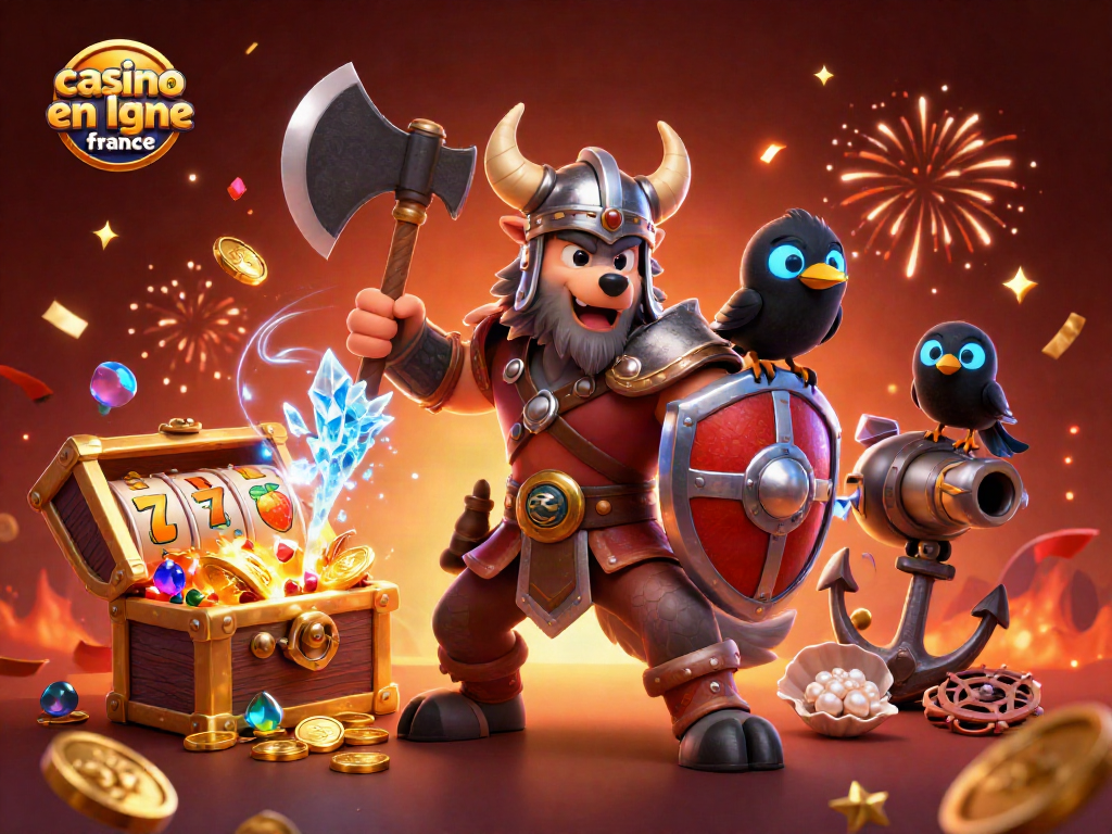 Profitez des jeux au casino en ligne France avec cet incroyable décor de guerrier et dragon fantastiques.