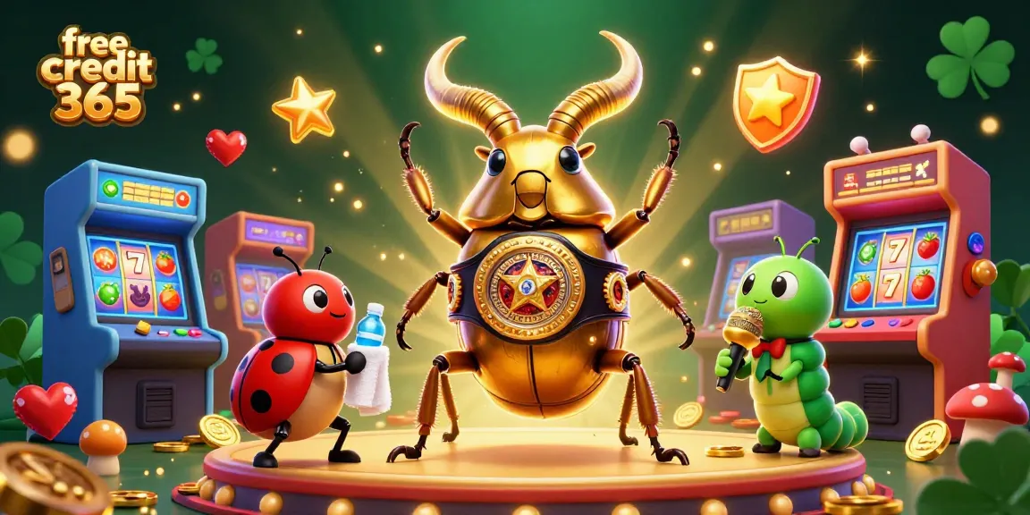 Play thrilling games with free credit 365 as a golden stag beetle and companions bring excitement to the casino.