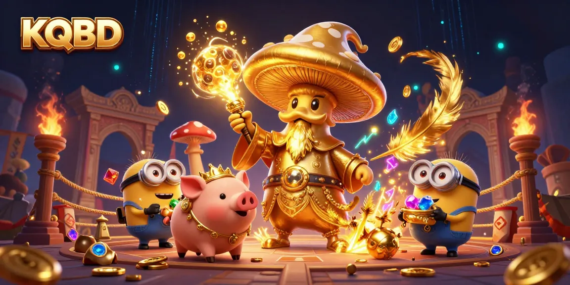 KQBD reveals magical riches in a dynamic 3D illustration featuring a golden mushroom wizard, treasure, and casino elements.