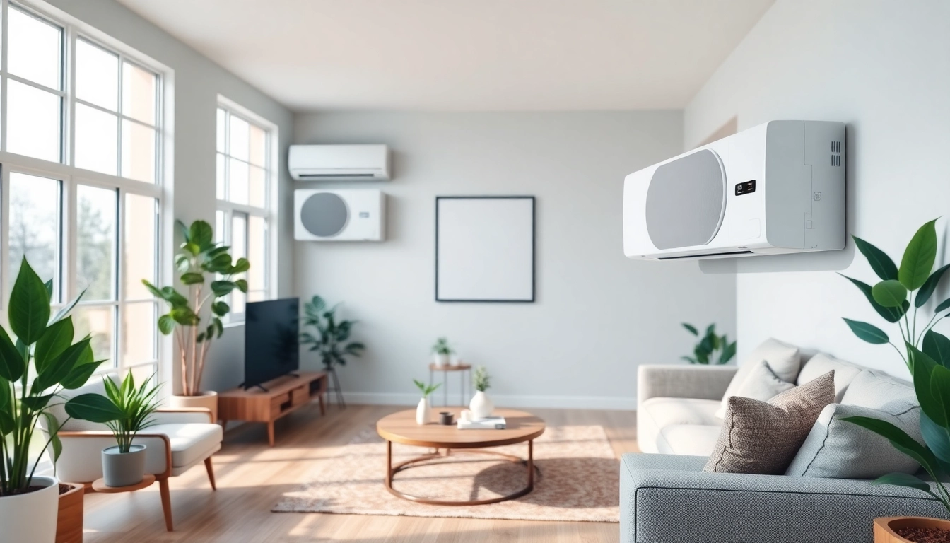 Install a mini split ac in a stylish living room with a relaxing atmosphere.
