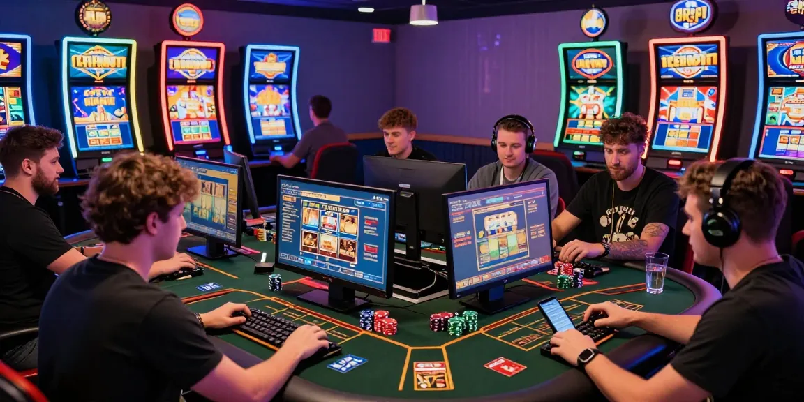Exciting scene of players enjoying credit card casinos UK with vibrant graphics and modern gaming setup.