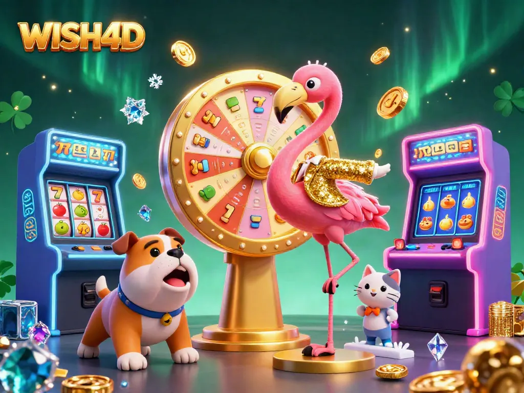 WISH4D players enjoying an engaging game experience at a vibrant casino scene featuring exciting games.