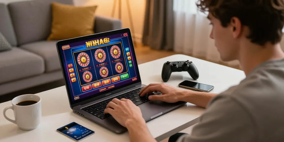 Player engaging with casinos accepting credit cards on a laptop in a cozy living room setting.