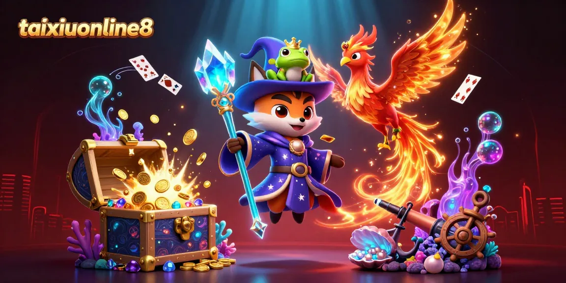 Experience thrilling gameplay at taixiuonline8 with enchanting wizard fox, phoenix, and treasure elements.