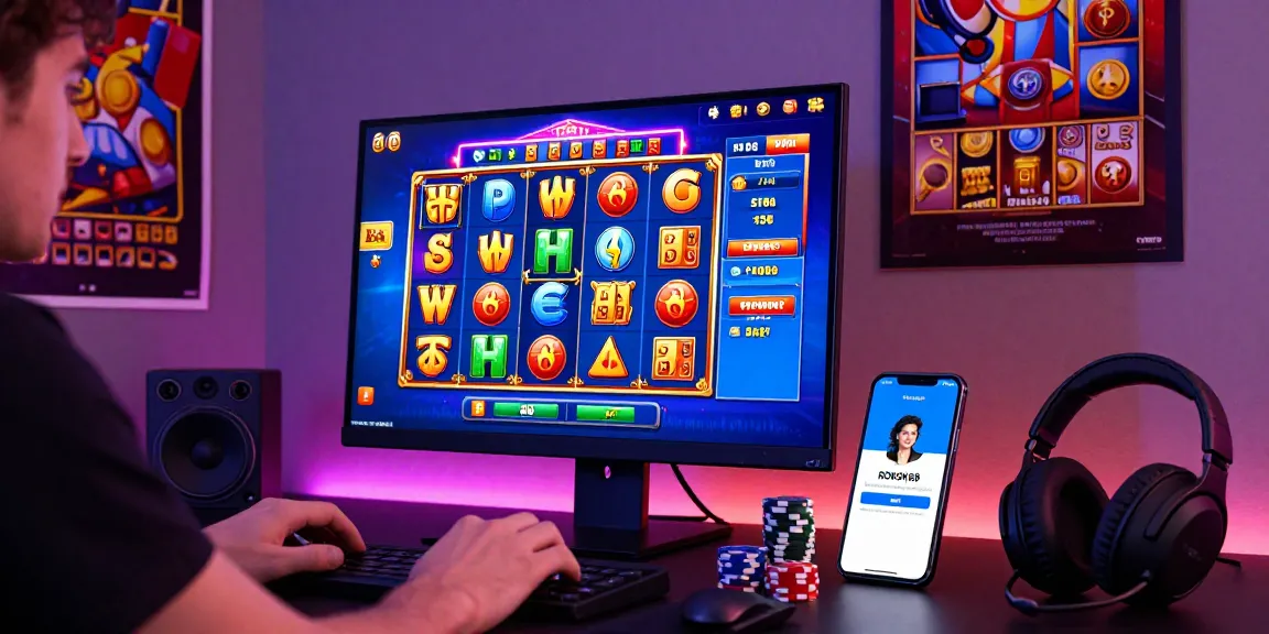 Engaging scene of a user playing rokok88 slot login on desktop with vibrant graphics and cozy gaming setup.