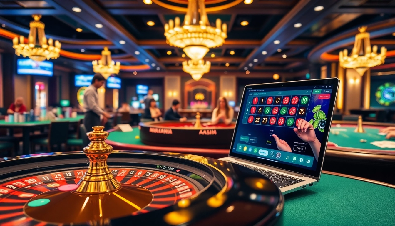 Cakhia players engaging at a casino table with vibrant poker chips and cards.