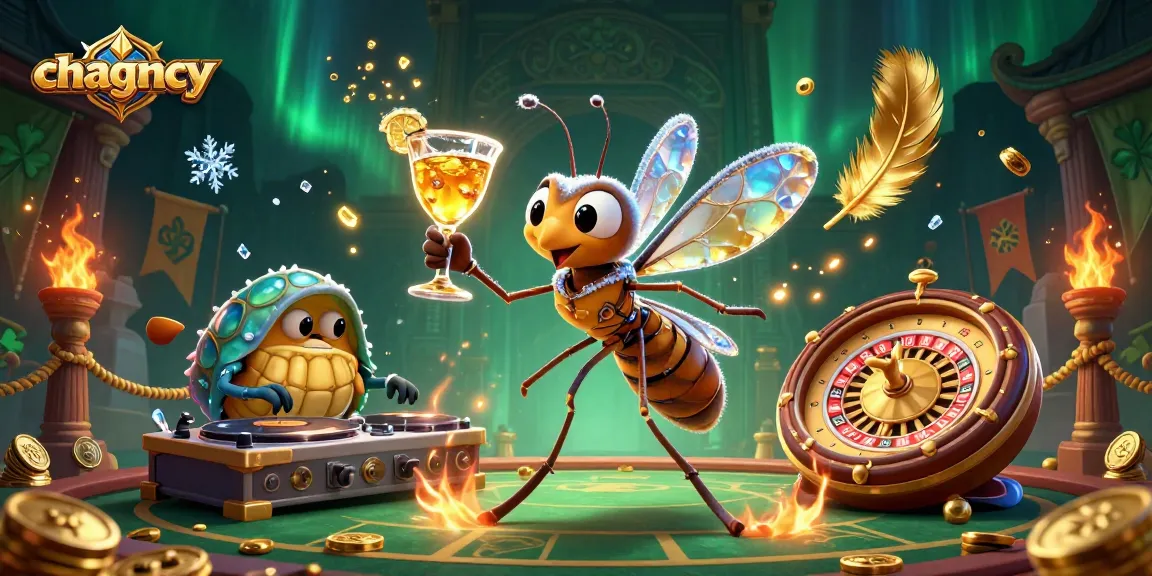 Engage with chagency in a vibrant and animated casino scene featuring lively characters and dynamic gaming elements.