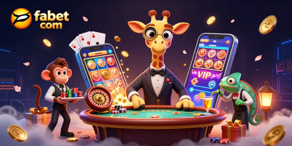 Engage with fabet com's lively scene featuring a high-roller giraffe at a poker table.