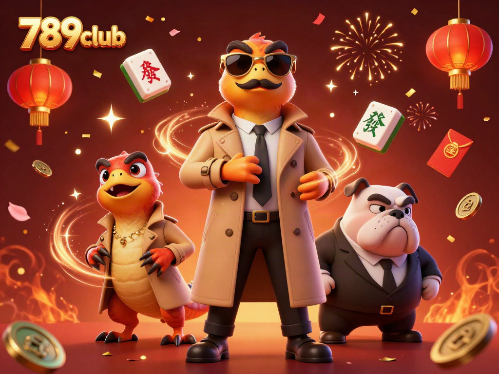 Experience the engaging world of 789club with comedic raptors in a trench coat entering a casino lounge.