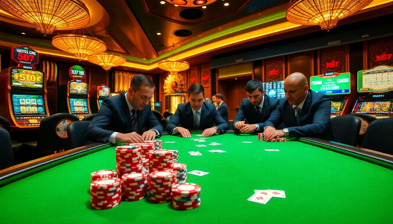 Play poker and earn big at https://new88.pet/ with vibrant casino visuals depicting intense gameplay.