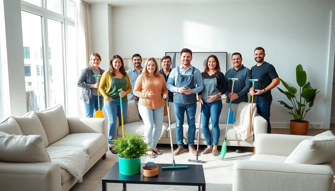 Cleaning services calgary team expertly tidying a modern living room with natural light.