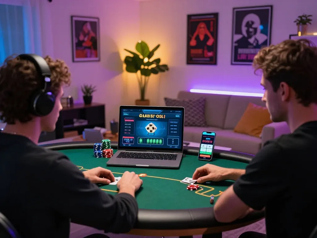 Player enjoying online casino gaming with QQ888 interface displayed on their laptop, creating an engaging atmosphere.