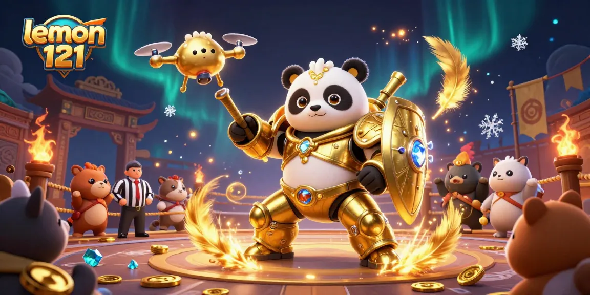 Engage with lemon 121's thrilling game adventure featuring a mech-suited panda and dynamic arena action.