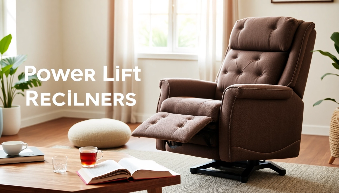 Showcasing power lift recliners in a cozy living room with warm lighting and inviting decor.