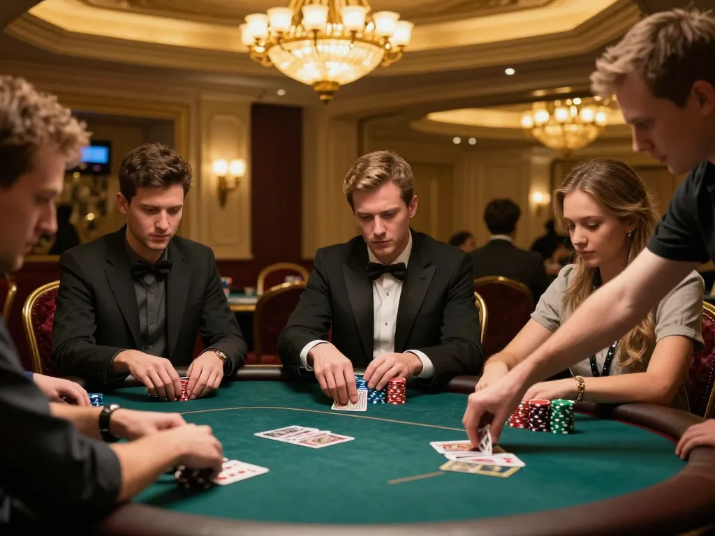 Net88 poker game in action with players focused on their cards and chips, creating an engaging atmosphere.