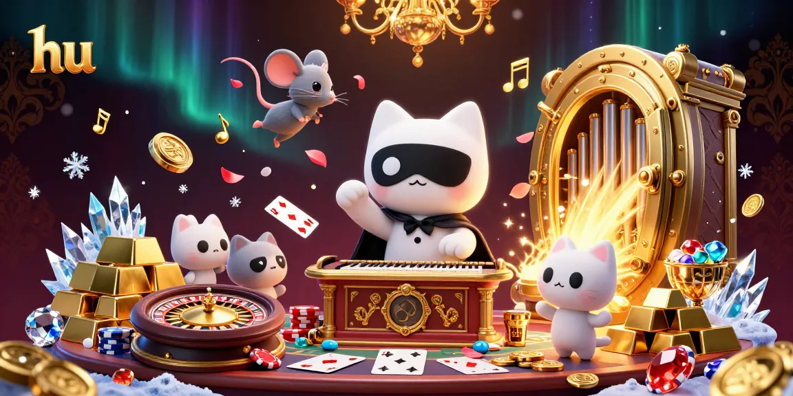 Experience thrilling gameplay with hu in an ultra-detailed casino scene featuring vibrant characters and sparkling elements.