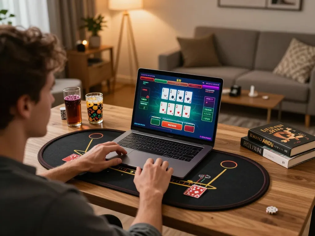 Player enjoying live dealer blackjack on LC88 gaming site with vibrant cards and betting options.