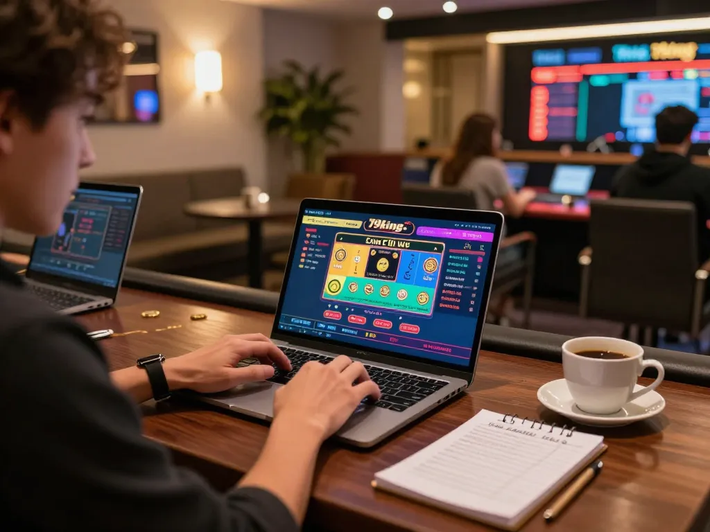 Experience live blackjack gameplay on 79king. com in a cozy home setting.