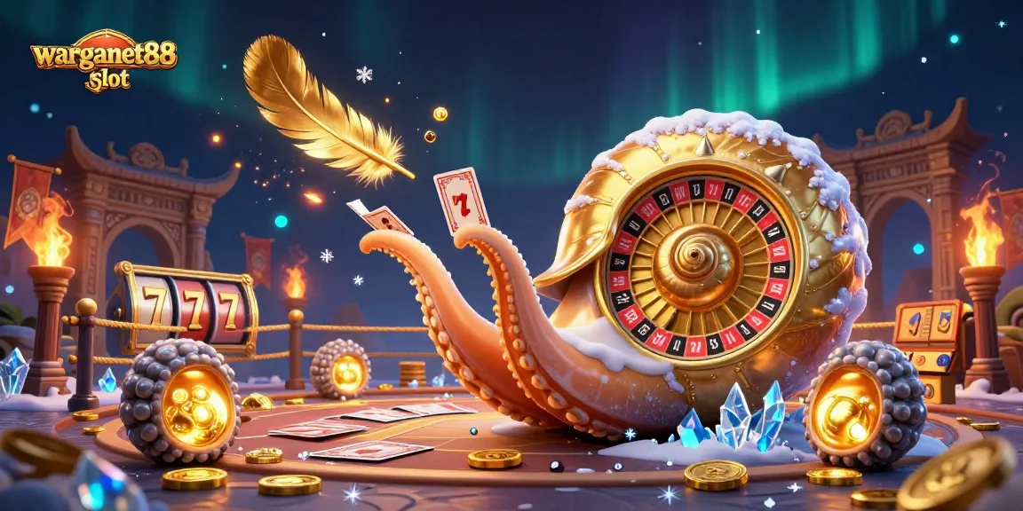 Engage with the vibrant warganet88 slot scene featuring a giant nautilus, dynamic elements, and golden treasures.