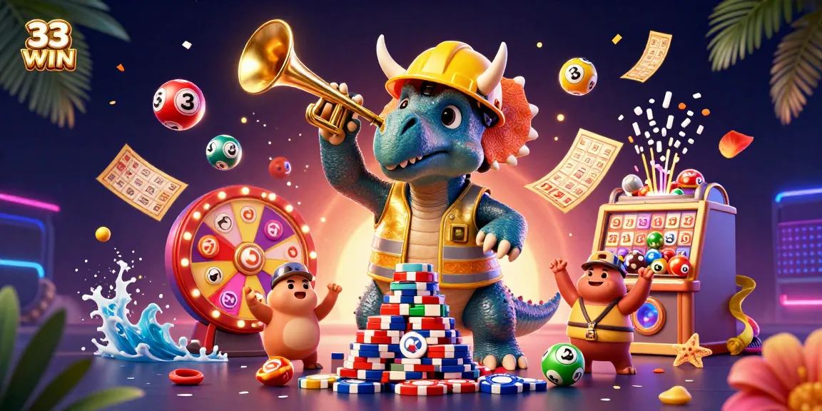 Celebrate wins at 33WIN with joyful characters and dynamic game elements in action.