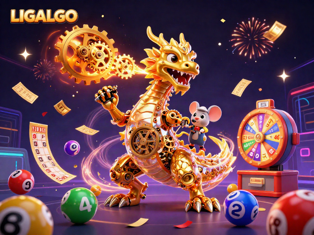 LIGALGO's immersive scene showing a golden dragon and casino elements, creating a winning atmosphere.