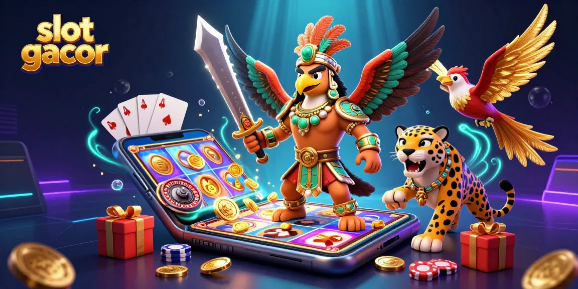 Engage with slot gacor through an exciting 3D casino scene featuring vibrant gaming elements and characters.