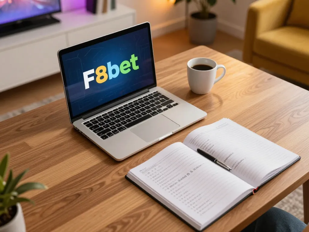 Engaging in online casino gaming on F8bet with strategies and a cozy setup.