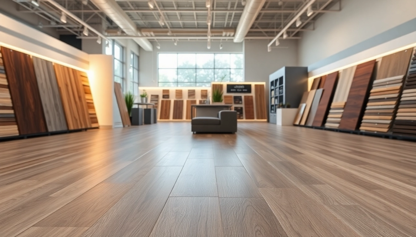 Explore expert-selected flooring near me in a modern showroom, showcasing luxury vinyl options.