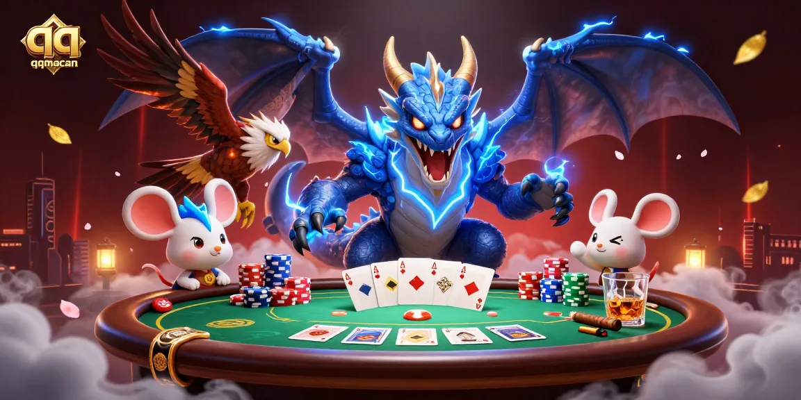 Engage in thrilling gameplay with qqmacan featuring dynamic poker scene and vibrant characters.
