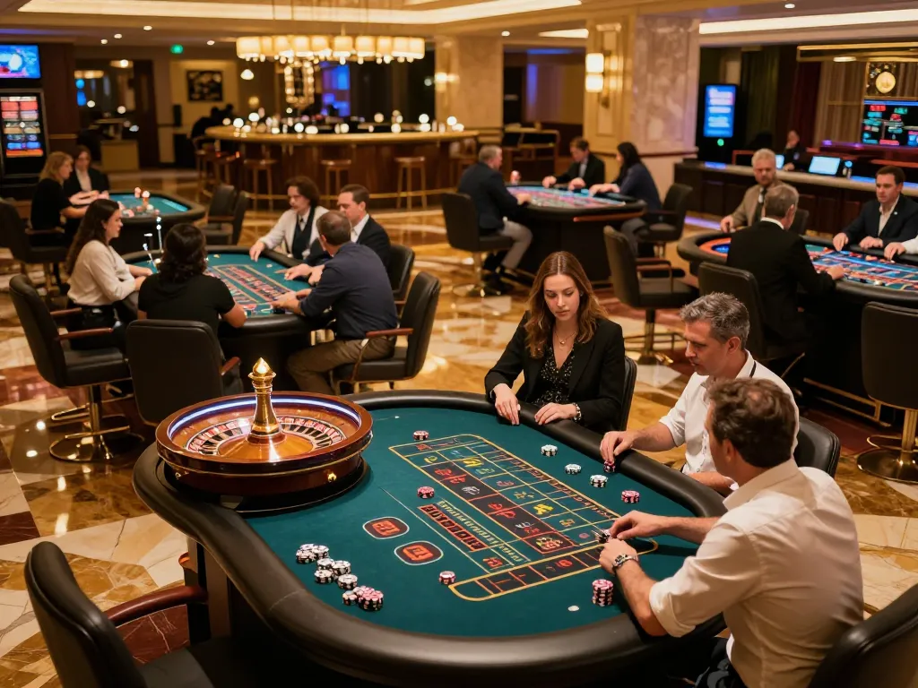 Experience the thrill of rokok 88 bets at a vibrant roulette table in a luxurious casino setting.